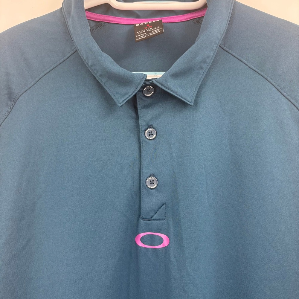 Oakley Mens Teal Blue Short Sleeve Golf Polo Shirt XL 433536OVT Regular Fit